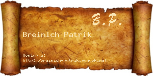Breinich Patrik névjegykártya